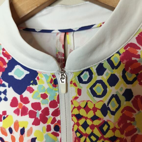 Lillie Green Sleeveless Quarter Zip Golf Top Floral Colorful - Picture 5 of 8